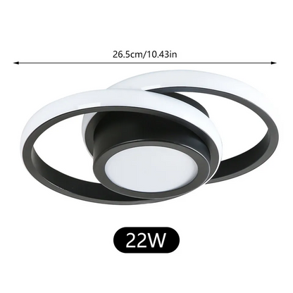 Double Ring LED Flush Mount Light Black Contemporary Overhead Fixture for Entryway Foyer Apartment Passageway Interior Decor