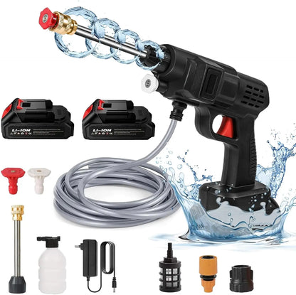 Rechargeable Electric Power Washer for Vehicles & Outdoor Spaces – Battery-Operated Handheld Water Sprayer with Adjustable Nozzle