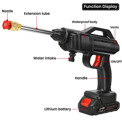 Rechargeable Electric Power Washer for Vehicles & Outdoor Spaces – Battery-Operated Handheld Water Sprayer with Adjustable Nozzle