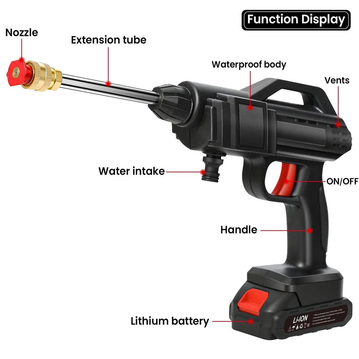 Cordless Pressure Washer Portable Battery-Powered High-Pressure Sprayer for Cars Patios Driveways