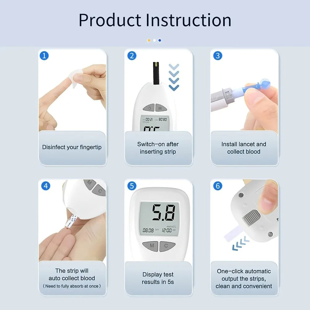 Blood Glucose Monitor Kit with 50 Test Strips & Lancets | Blood Sugar Test Kit, Accurate, Portable Device for Easy Home Testing, blood sugar level test kit