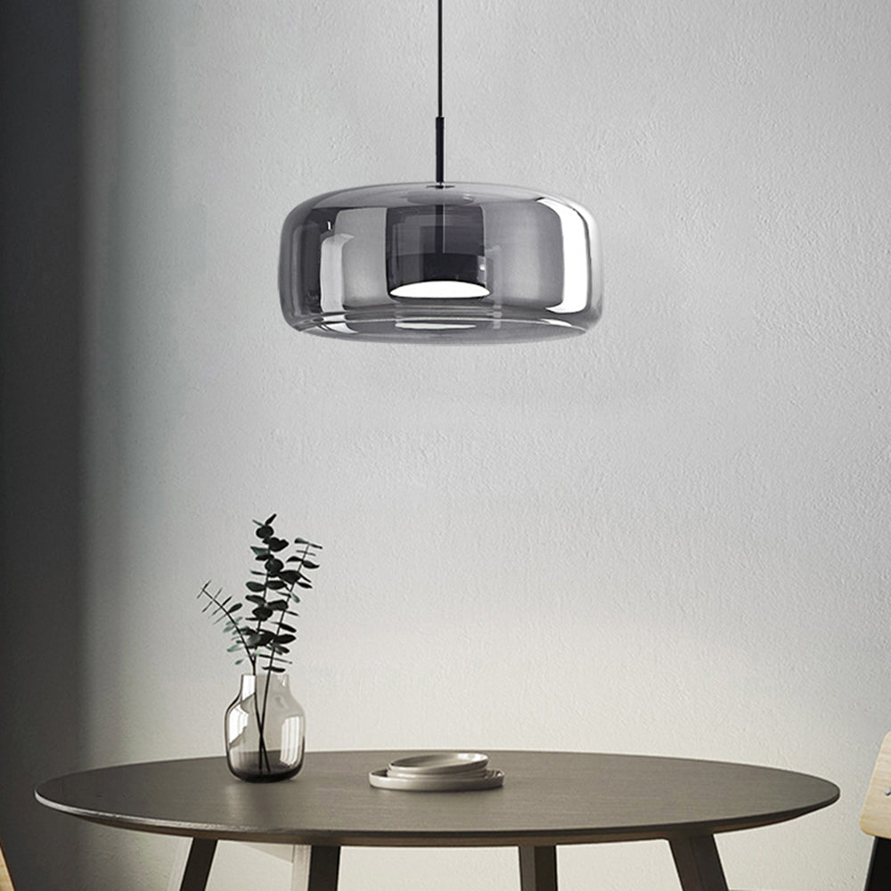 Glass Dome Overhead Light for Dining Tables 10-Inch with Brass Hardware Adjustable Drop Kitchen Island Suspended Fixture Clear See-Through S