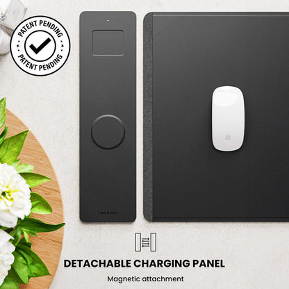 Wireless Charging Desk Pad with Dual Qi Charger & Reversible Surface – Vegan Leather & Felt Mat for Home Office