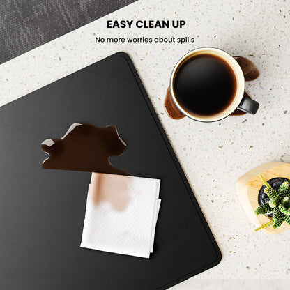 Wireless Charging Desk Pad with Dual Qi Charger & Reversible Surface – Vegan Leather & Felt Mat for Home Office