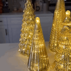 Ortekor Glowing Christmas Tree Set | Elegant Holiday Decor with Timer & Amber Lights for Cozy Ambiance