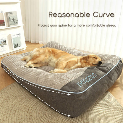 Plush Bolster Pet Lounger with Supportive Rim for Medium to Large Dogs – Cushioned Sleeping Pad in Brown – Removable Washable Cover – 31 × 2