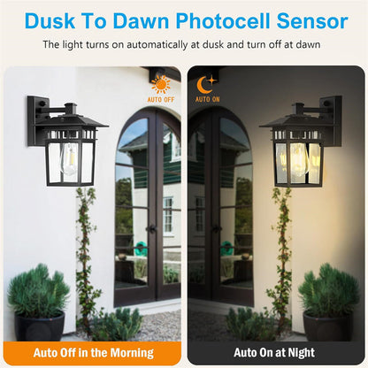 Outdoor Sconce Lantern E27 Socket Cast Metal Housing 15 in Height Weather Resistant Fixture for Entryway Porch Patio Garden Pathway Lighting