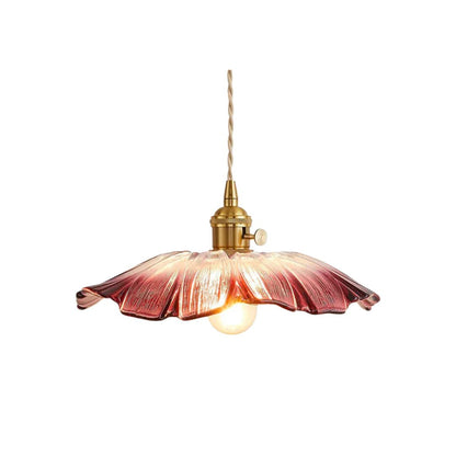 Fluted Glass Hanging Light 11-Inch Shade Burgundy Adjustable Drop Cord E27 Socket for Kitchen Island Dining Area Hallway Above Table Counter