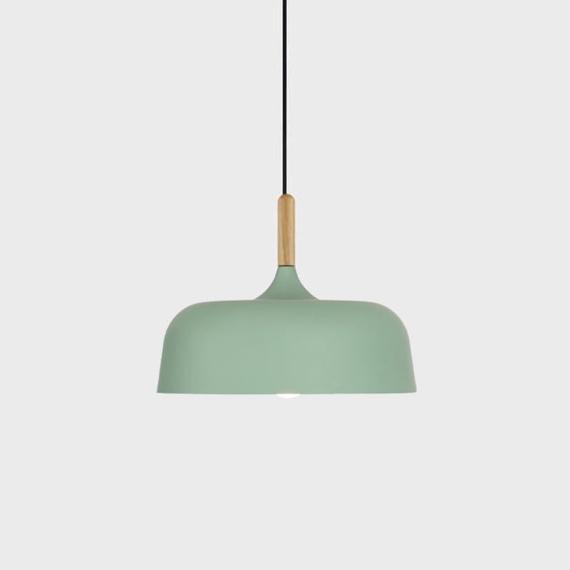 Hanging Ceiling Lamp Adjustable Wood Metal Dome Shade 12.6 Inch for Kitchen Island Dining Room Table Modern Minimalist Scandinavian Style