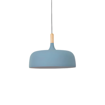 Hanging Ceiling Lamp Adjustable Wood Metal Dome Shade 12.6 Inch for Kitchen Island Dining Room Table Modern Minimalist Scandinavian Style