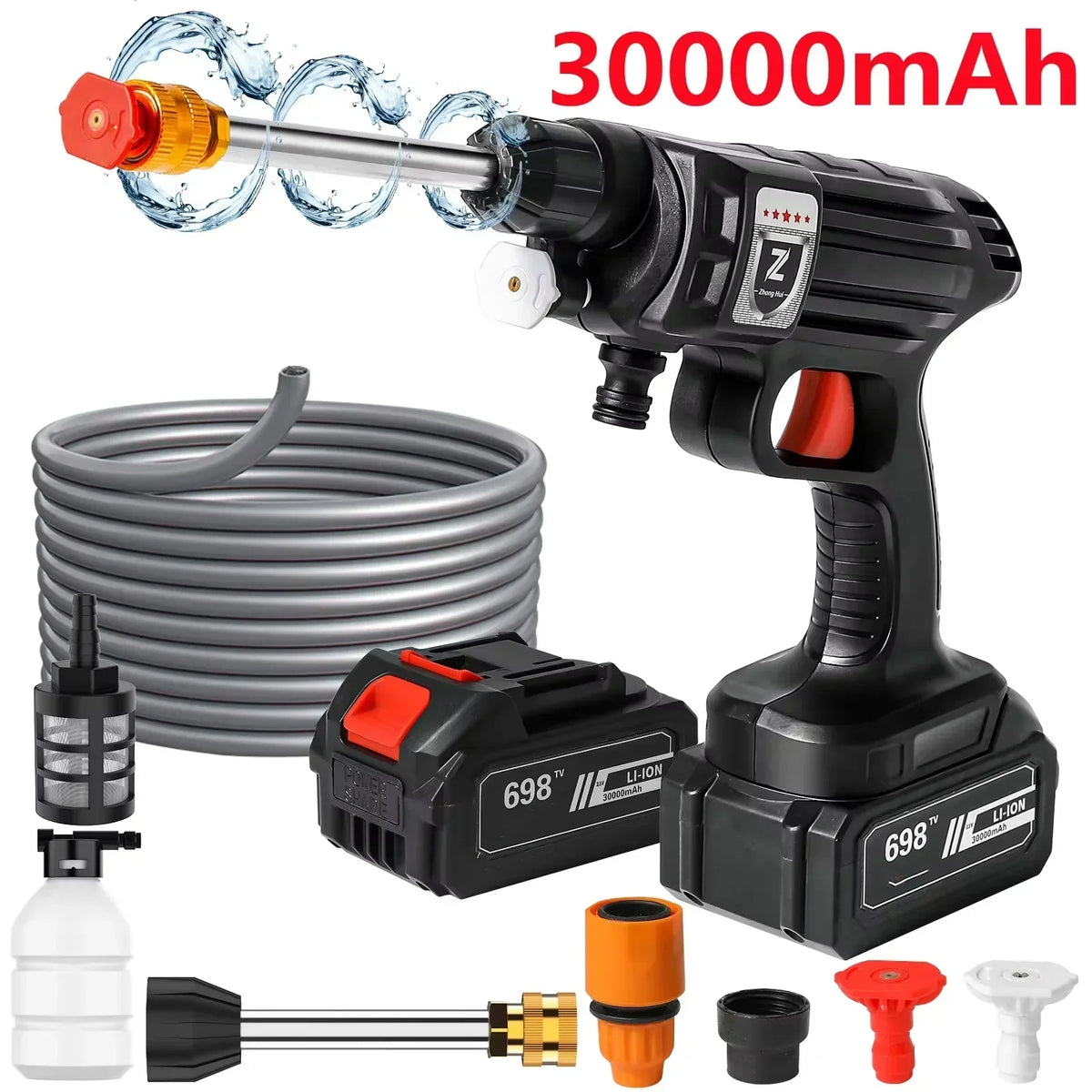 Rechargeable Electric Power Washer for Vehicles & Outdoor Spaces – Battery-Operated Handheld Water Sprayer with Adjustable Nozzle