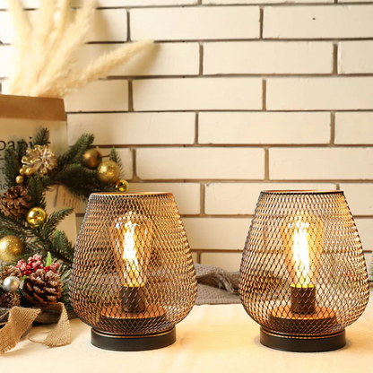 Battery-Operated Metal Lantern with Warm LED Light for Indoor and Outdoor Use | Vintage Matte Black Cordless Lamp