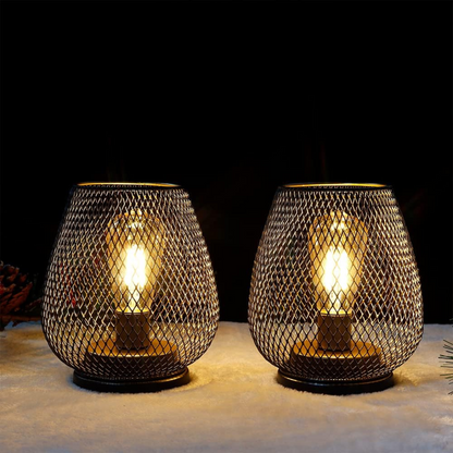 Battery-Operated Metal Lantern with Warm LED Light for Indoor and Outdoor Use | Vintage Matte Black Cordless Lamp