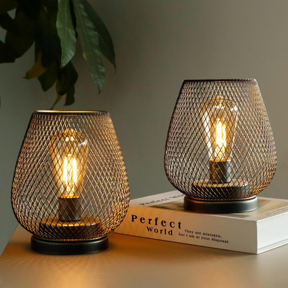 Battery-Operated Metal Lantern with Warm LED Light for Indoor and Outdoor Use | Vintage Matte Black Cordless Lamp