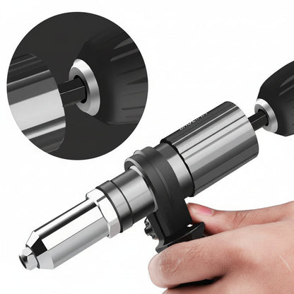 Rivet Tool Kit | Electric Drill Adapter with Interchangeable Nozzles | Versatile Fastening Solution for Home Repairs