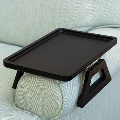 Bamboo Sofa Arm Tray with Adjustable Clip – Couch Side Table for Drinks, Snacks & Remote – No Assembly Armrest Caddy Organizer