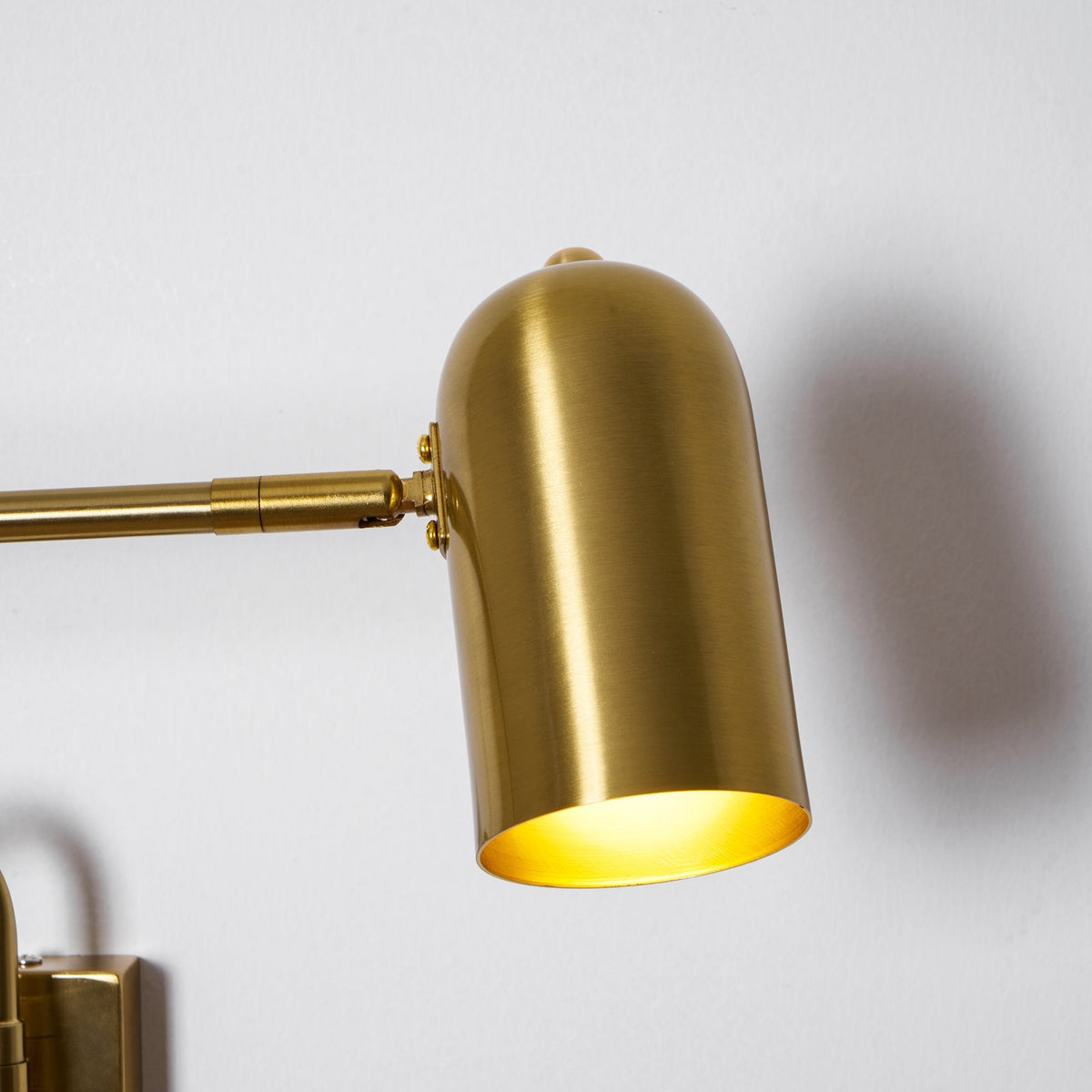 Swing-Arm Reading Sconce with Rotating Shade Metal Plug-In Fixture Black & Gold Finish for Bedroom Living Room Study Nook Task Lighting
