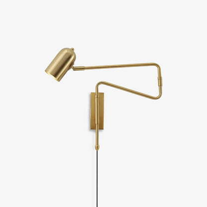 Swing-Arm Reading Sconce with Rotating Shade Metal Plug-In Fixture Black & Gold Finish for Bedroom Living Room Study Nook Task Lighting