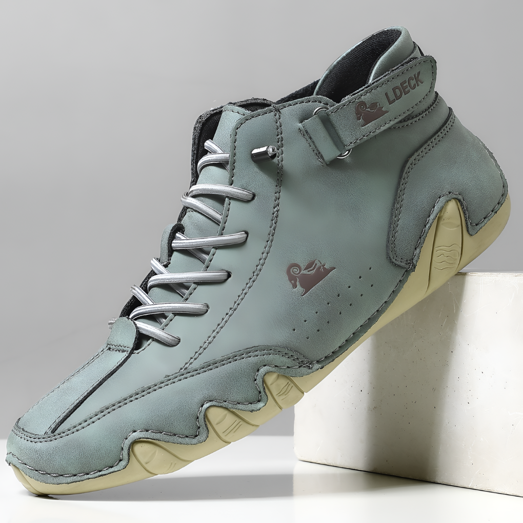 Men's Waterproof High-Top Sneakers with Elastic Slip-On Design - Durable Rubber Sole Boots for Street Style & All-Weather Wear