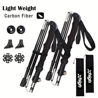 Adventure Gear | Lightweight Carbon Fiber Trekking Poles with Quick Flip Lock | Adjustable Hiking Sticks for Stability and Comfort