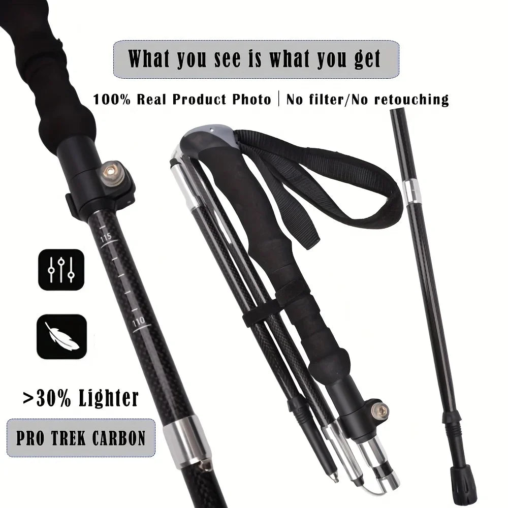 Adventure Gear | Lightweight Carbon Fiber Trekking Poles with Quick Flip Lock | Adjustable Hiking Sticks for Stability and Comfort