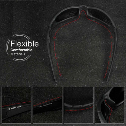 Polarized Sunglasses for Motorcycle Riders, UV400 Sunglasses with Non Slip Grip, Photochromic Sport Sunglasses