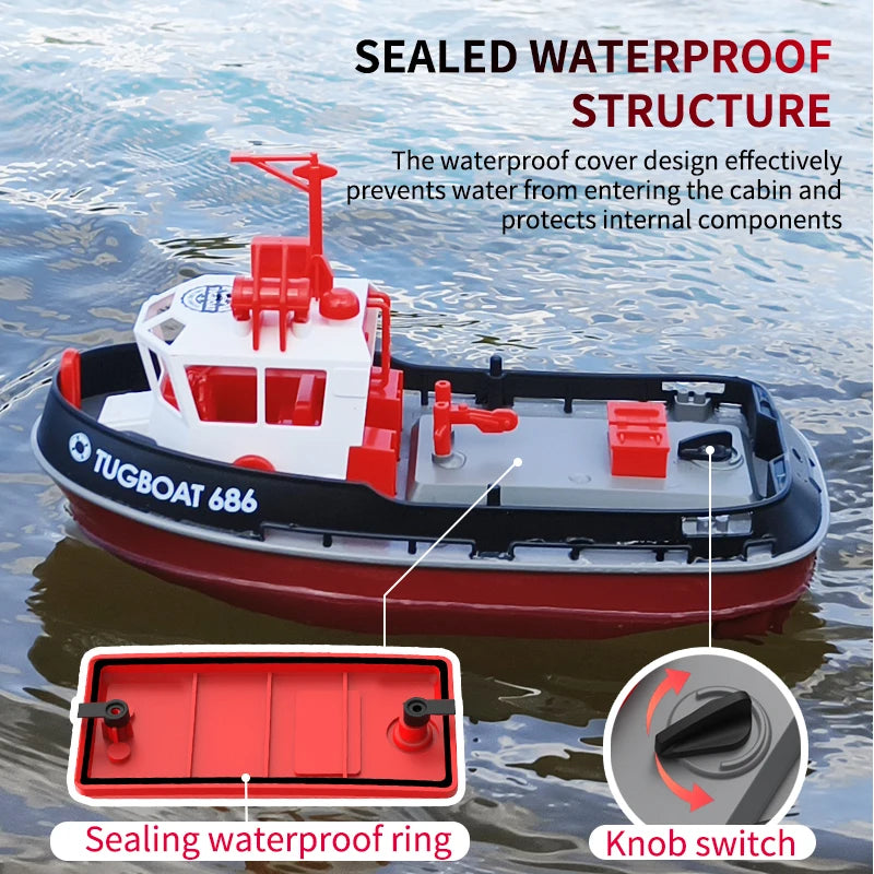 Remote Control Tugboat for Kids & Adults with Twin Motors, 164 ft Range, 5 mph Speed for Pool, Lake & Pond Racing