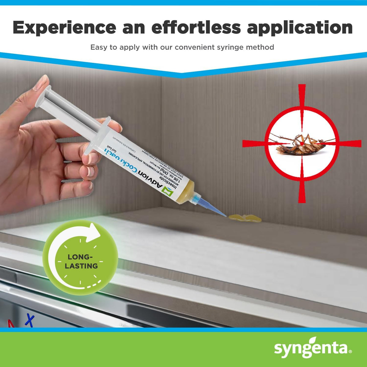 Roach Bait Gel Syringe for Indoor & Outdoor Pest Control, Non-Repellent Formula, Cockroach Killer for Kitchens & Homes