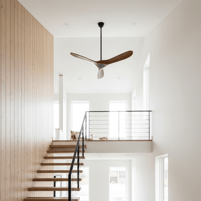 DC Motor Ceiling Fan with Wooden Blades 42 or 52 Inch Diameter Remote Control Indoor Air Circulation for Bedrooms Living Rooms Offices Low N