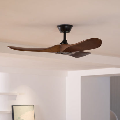 Wooden Blade Ceiling Fan with Remote Control 6 Speed Whisper-Quiet Motor Walnut Finish Adjustable Suspension for Living Room Bedroom Home Of