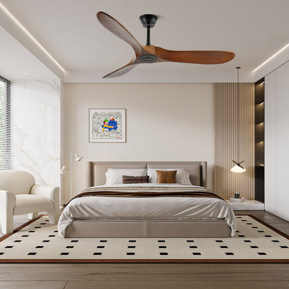 Wooden Blade Ceiling Fan with Remote Control 6 Speed Whisper-Quiet Motor Walnut Finish Adjustable Suspension for Living Room Bedroom Home Of
