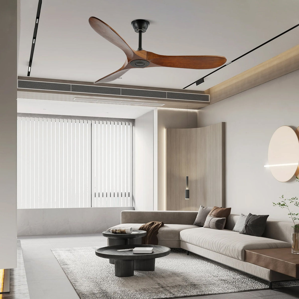Wooden Blade Ceiling Fan with Remote 42-52 Inch 6-Speed Reversible Indoor Cooling Fan Vintage Farmhouse Style for Bedroom Living Room