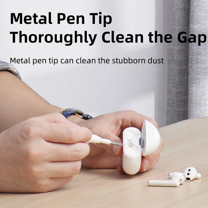 Wireless Earbuds Cleaning Tool 3-in-1 Pen with Brush, Sponge & Metal Tip for AirPods, Galaxy Buds & Charging Cases