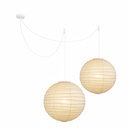 Paper Globe Hanging Light Fixture White Shade Adjustable Wire for Dining Room Living Room Bedroom Overhead Lighting Mid-Century Asian Inspir