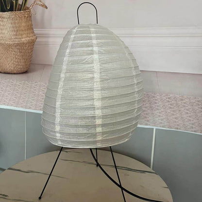 Sculptural Rice Paper Desk Lamp 10 in White Ambient Bedside Light Japandi Style Soft Diffused Glow for Nightstand Living Room Modern Minimal