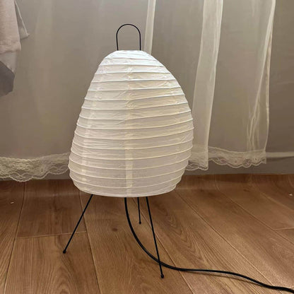 Sculptural Rice Paper Desk Lamp 10 in White Ambient Bedside Light Japandi Style Soft Diffused Glow for Nightstand Living Room Modern Minimal