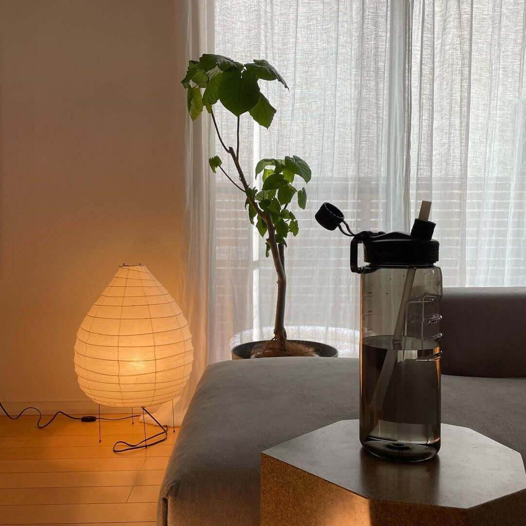 Floor-Standing Paper Shade Light 24 Inches Tall Bedroom Nightstand Illumination Japanese-Inspired Accent Fixture Sculptural Living Room Corn