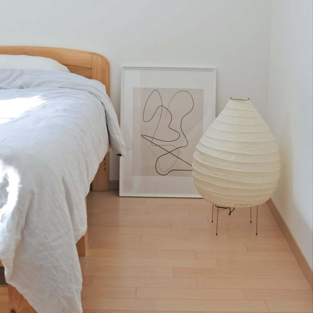 Floor-Standing Paper Shade Light 24 Inches Tall Bedroom Nightstand Illumination Japanese-Inspired Accent Fixture Sculptural Living Room Corn