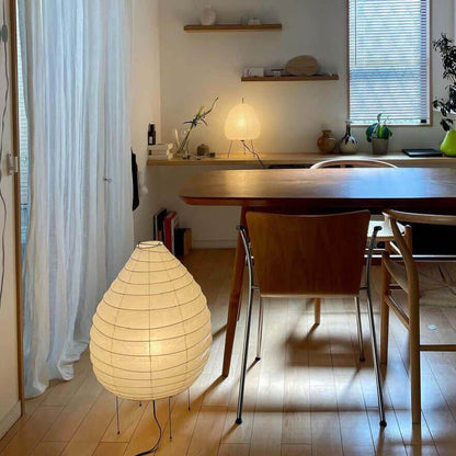 Floor-Standing Paper Shade Light 24 Inches Tall Bedroom Nightstand Illumination Japanese-Inspired Accent Fixture Sculptural Living Room Corn