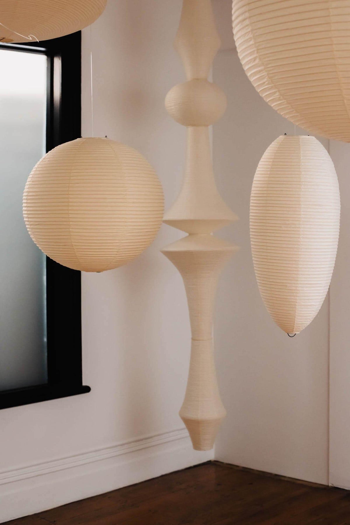Hanging Ceiling Fixture with Translucent Rice Paper Lampshade 11.4"×19.7" for Dining Room Kitchen Bedroom Ambient Overhead Lighting