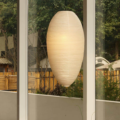 Hanging Ceiling Fixture with Translucent Rice Paper Lampshade 11.4"×19.7" for Dining Room Kitchen Bedroom Ambient Overhead Lighting
