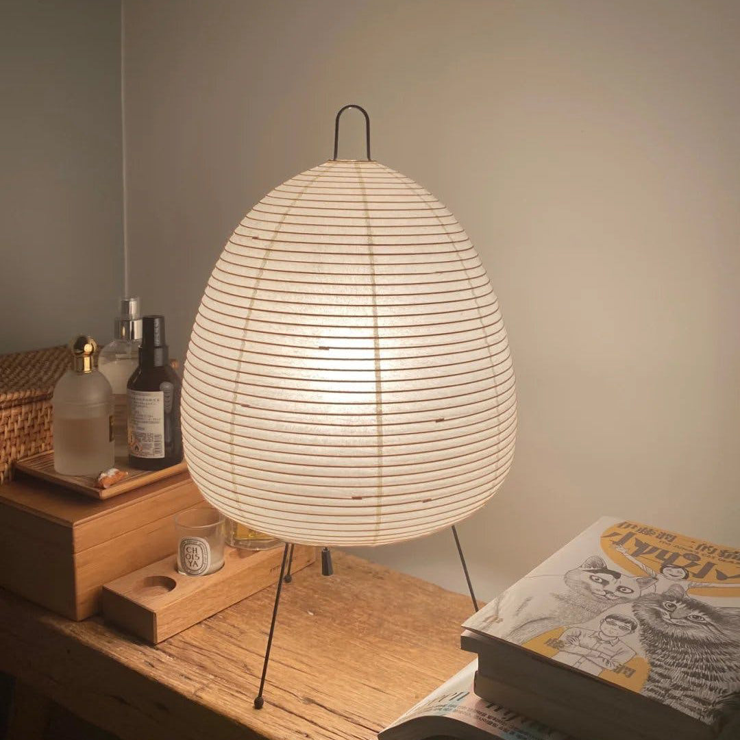 Handcrafted Paper Shade Desk Lamp 17 Inch White Soft Glow Accent Light E26 E27 Base for Bedroom Office Living Room Nightstand Reading Corner
