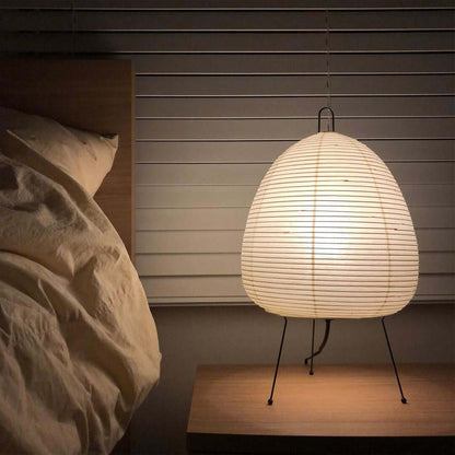 Handcrafted Paper Shade Accent Lamp 10 in Wide Warm Glow LED Bedside Nightlight for Bedroom Office Desktop Reading Nook Minimalist Japanese