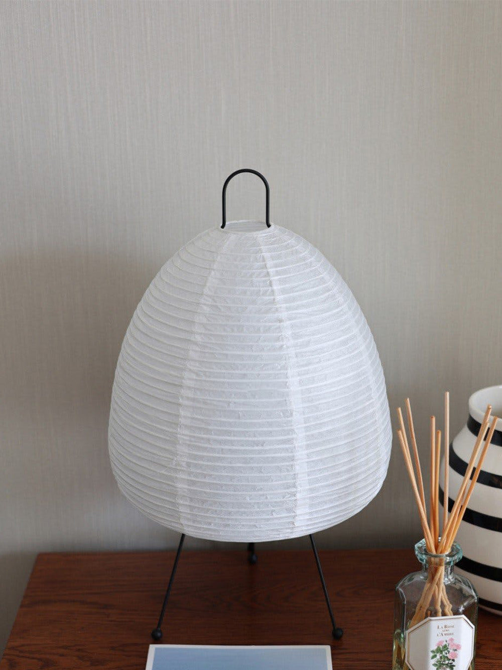 Handcrafted Paper Shade Desk Lamp 17 Inch White Soft Glow Accent Light E26 E27 Base for Bedroom Office Living Room Nightstand Reading Corner