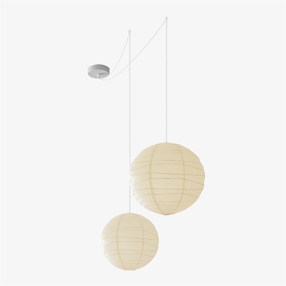 Paper Globe Hanging Light Fixture White Shade Adjustable Wire for Dining Room Living Room Bedroom Overhead Lighting Mid-Century Asian Inspir