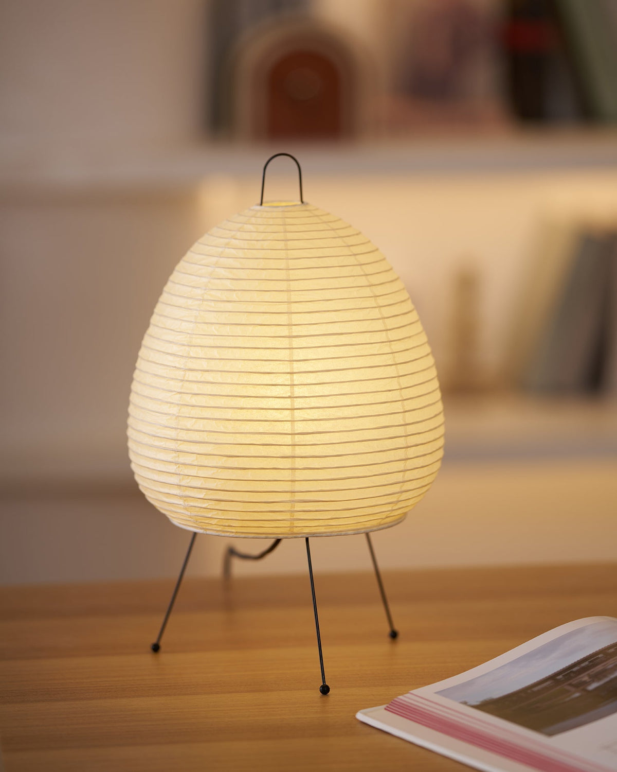 Handcrafted Paper Shade Desk Lamp 17 Inch White Soft Glow Accent Light E26 E27 Base for Bedroom Office Living Room Nightstand Reading Corner