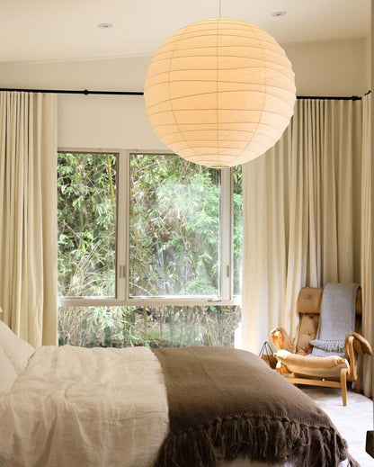 Paper Globe Hanging Light Fixture White Shade Adjustable Wire for Dining Room Living Room Bedroom Overhead Lighting Mid-Century Asian Inspir