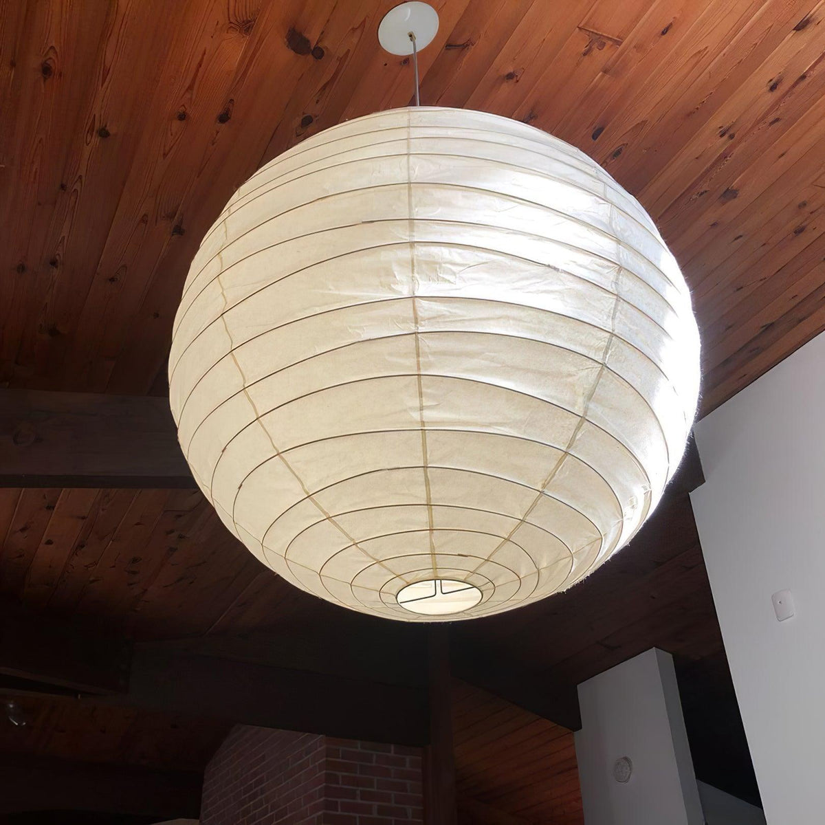 Paper Globe Hanging Light Fixture White Shade Adjustable Wire for Dining Room Living Room Bedroom Overhead Lighting Mid-Century Asian Inspir