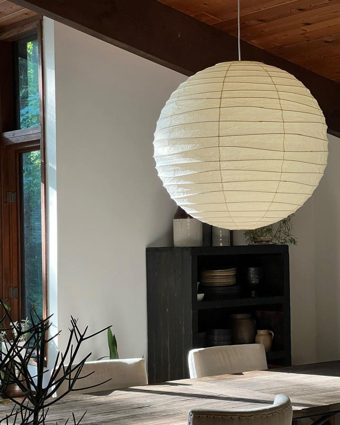 Paper Globe Hanging Light Fixture White Shade Adjustable Wire for Dining Room Living Room Bedroom Overhead Lighting Mid-Century Asian Inspir