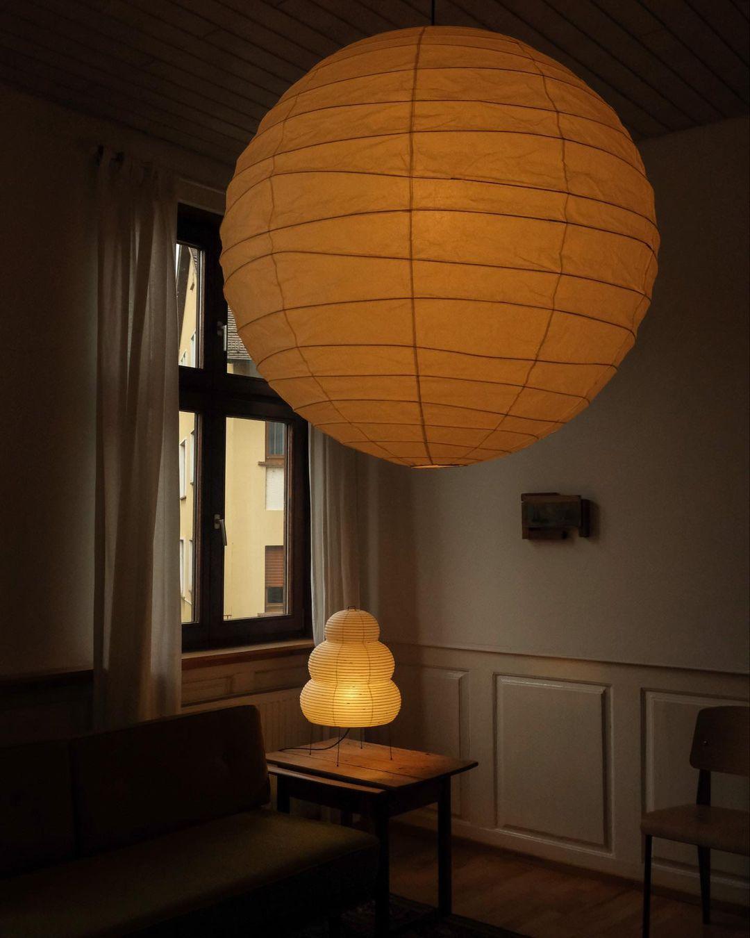 Paper Globe Hanging Light Fixture White Shade Adjustable Wire for Dining Room Living Room Bedroom Overhead Lighting Mid-Century Asian Inspir